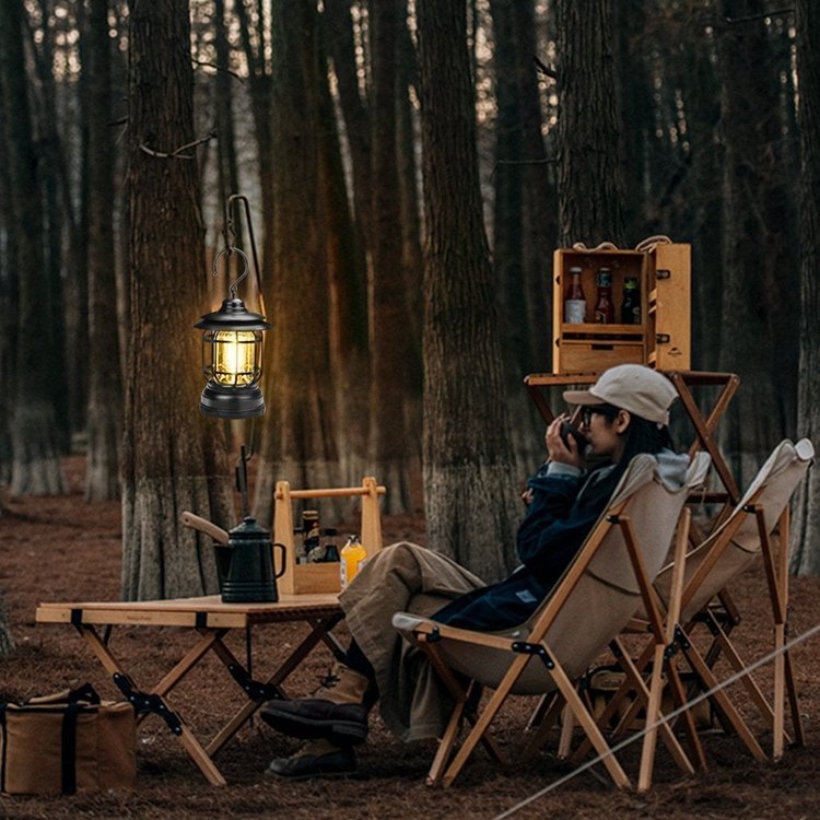 TimberGlow - Vintage-inspired portable camping lamp with warm mood lighting