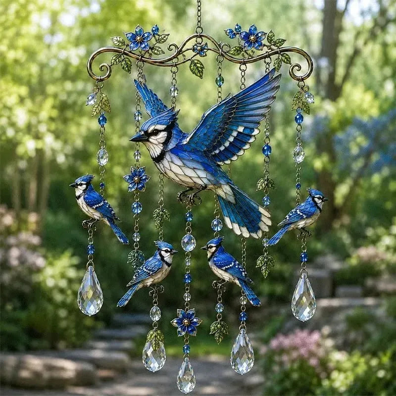 Birdglimmer – ornament pentru captarea razelor soarelui și clopoțel de vânt cu design cu păsări