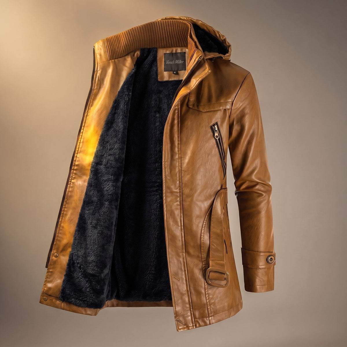 Collaren - Mid-Length Hooded Jacket with High Collar