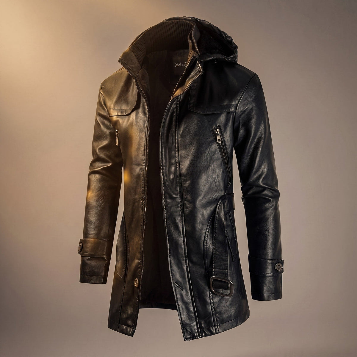 Collaren - Mid-Length Hooded Jacket with High Collar