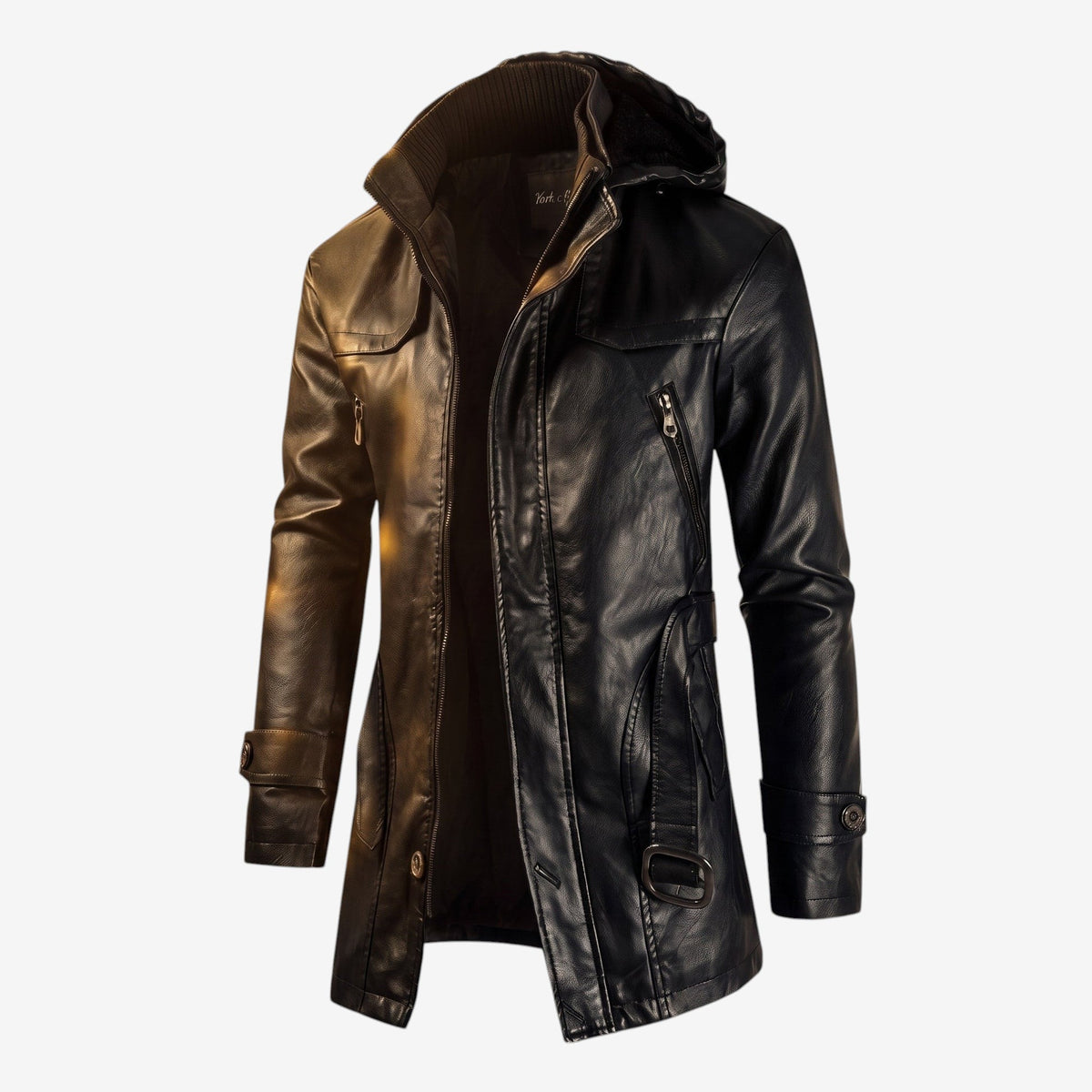 Collaren - Mid-Length Hooded Jacket with High Collar