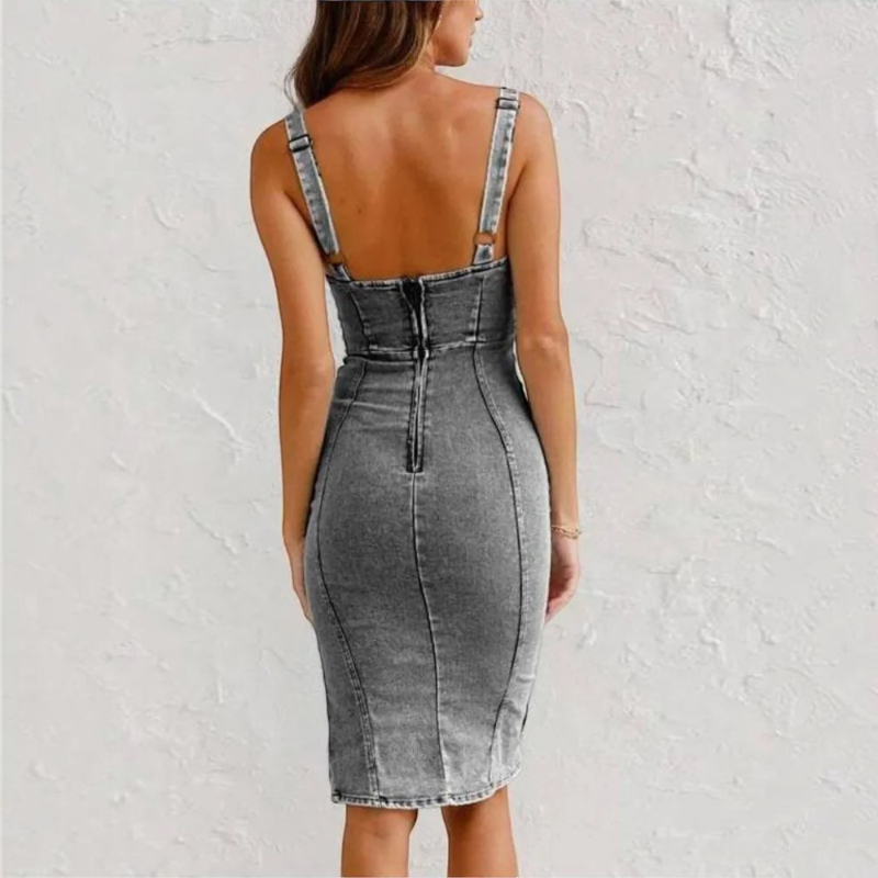 Clara - Vestido vaquero de mujer con detalle de botones