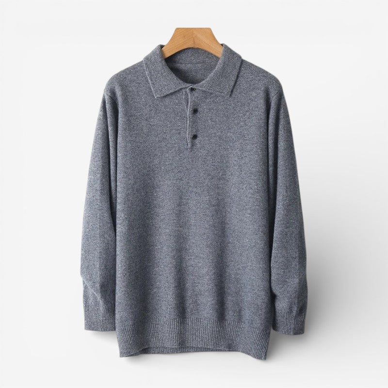 Cassius – Long Sleeve Slim Fit Sweater With Button Collar