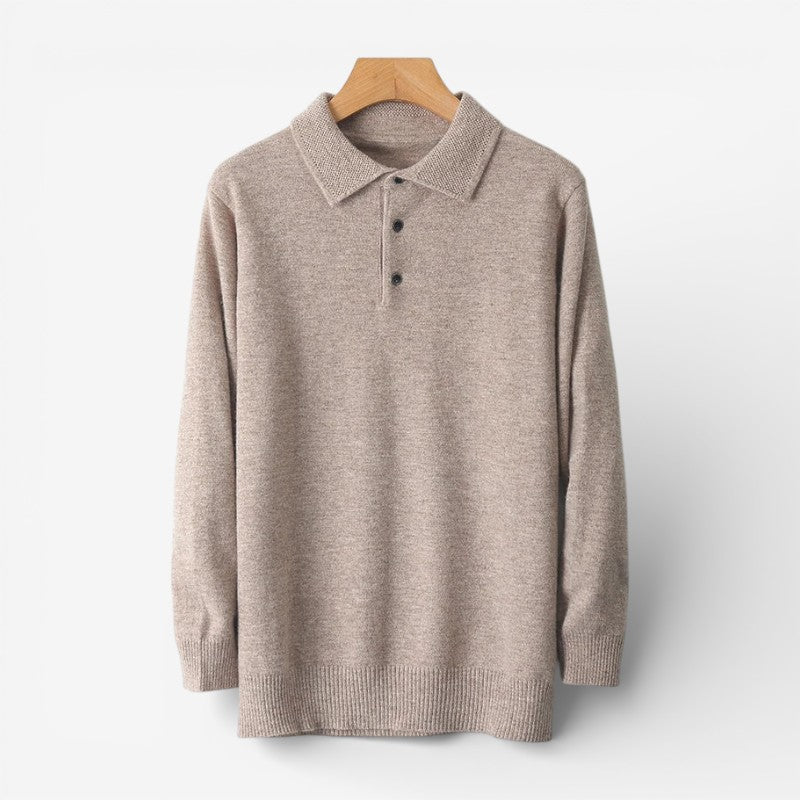 Cassius – Long Sleeve Slim Fit Sweater With Button Collar