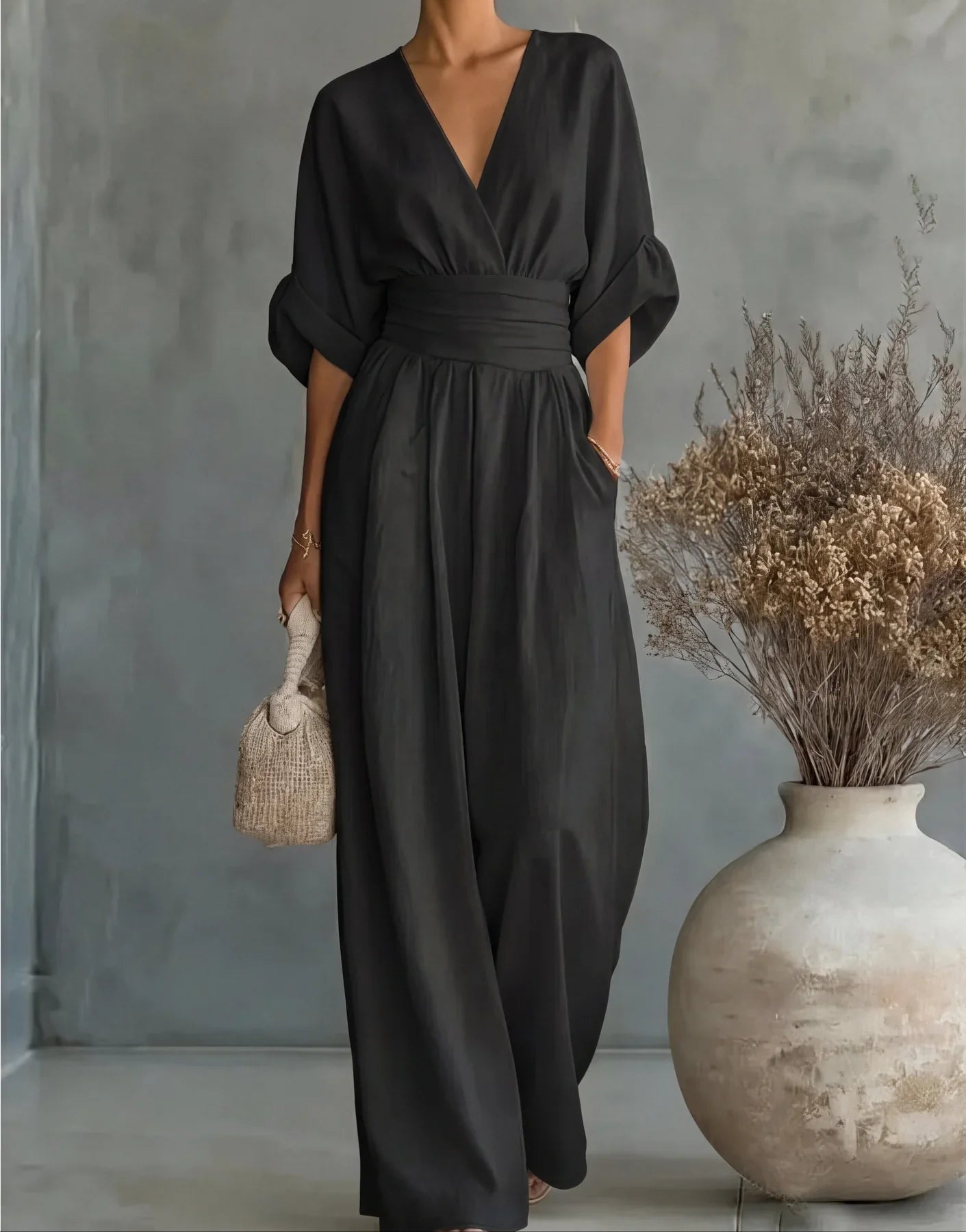 Elegant Women's Jumpsuit with V-Neck