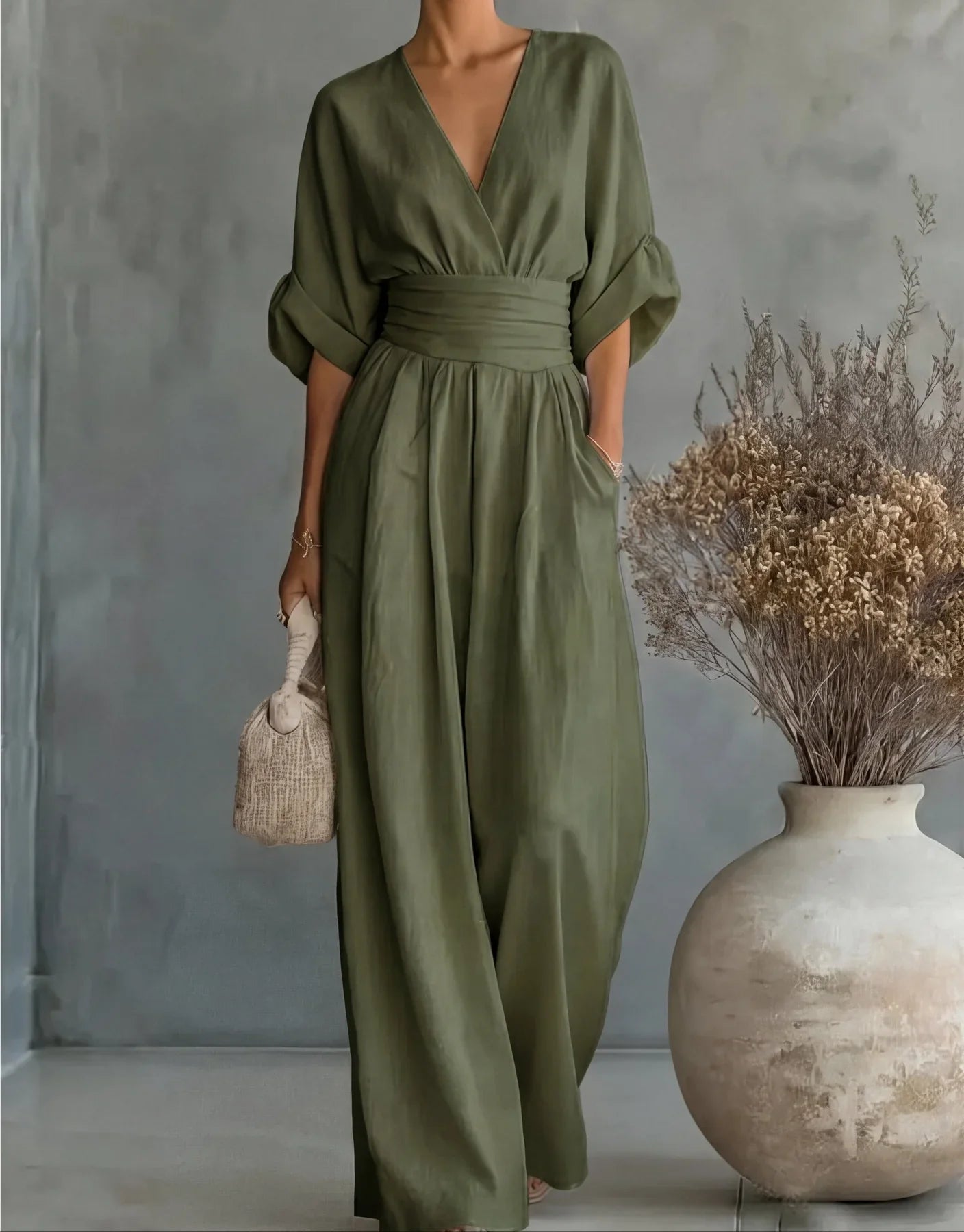 Elegant Women's Jumpsuit with V-Neck