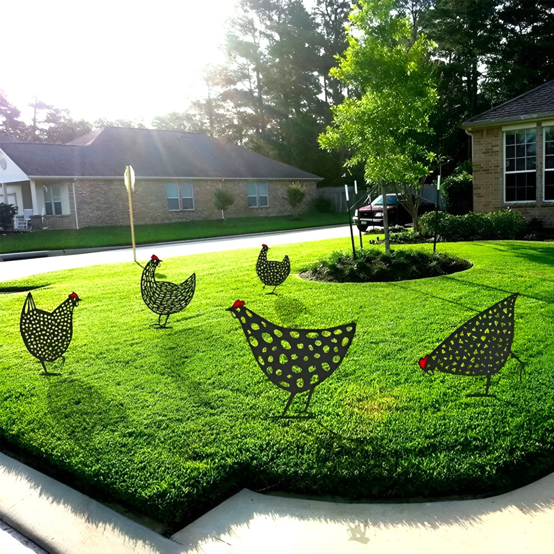 CharmingCluck - Famille de poules en acrylique ludique pour décoration de jardin