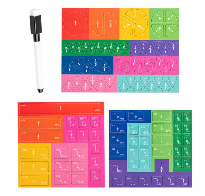 FractionMaster - Montessori magnetic puzzle book for learning fractions