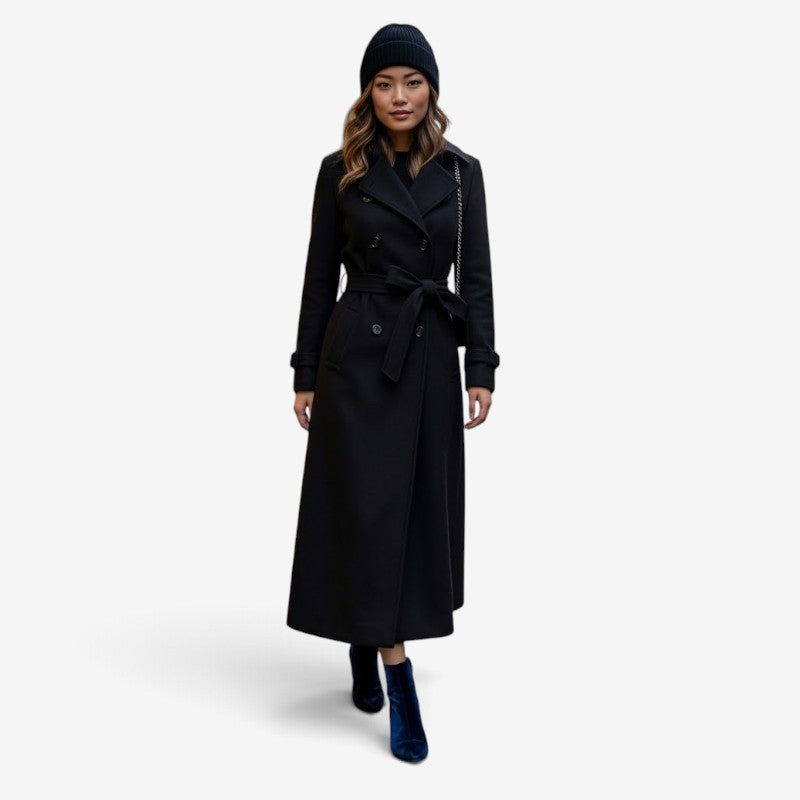 Coatvia - Women's Long Coat With Lapel Collar