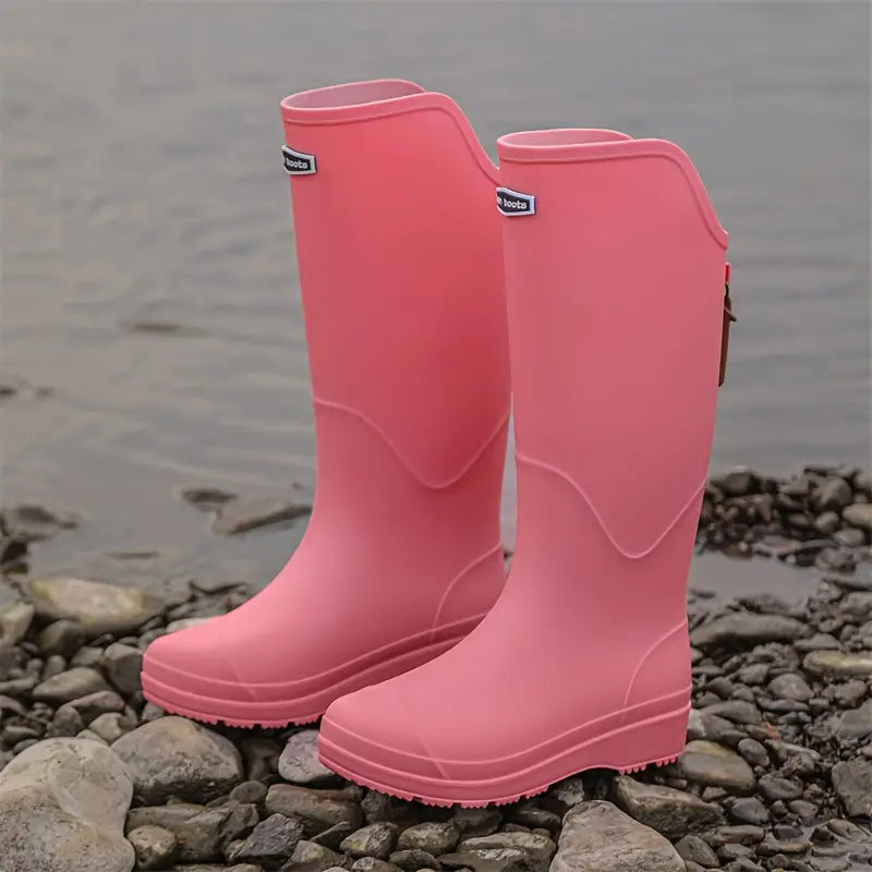 Blina – Bottes de pluie montantes jusqu'aux genoux avec semelle texturée et fermeture éclair élégante