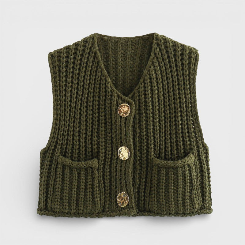 Brooklyn - Sleeveless cardigan with button front