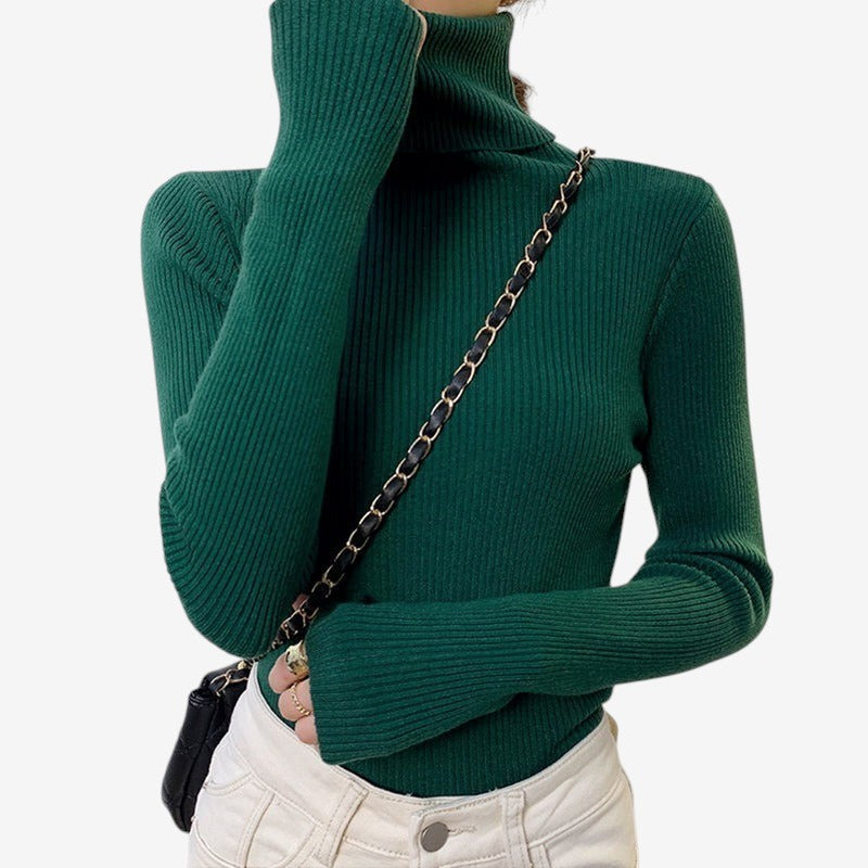 Bella – Pull à manches longues avec col roulé et coupe ajustée