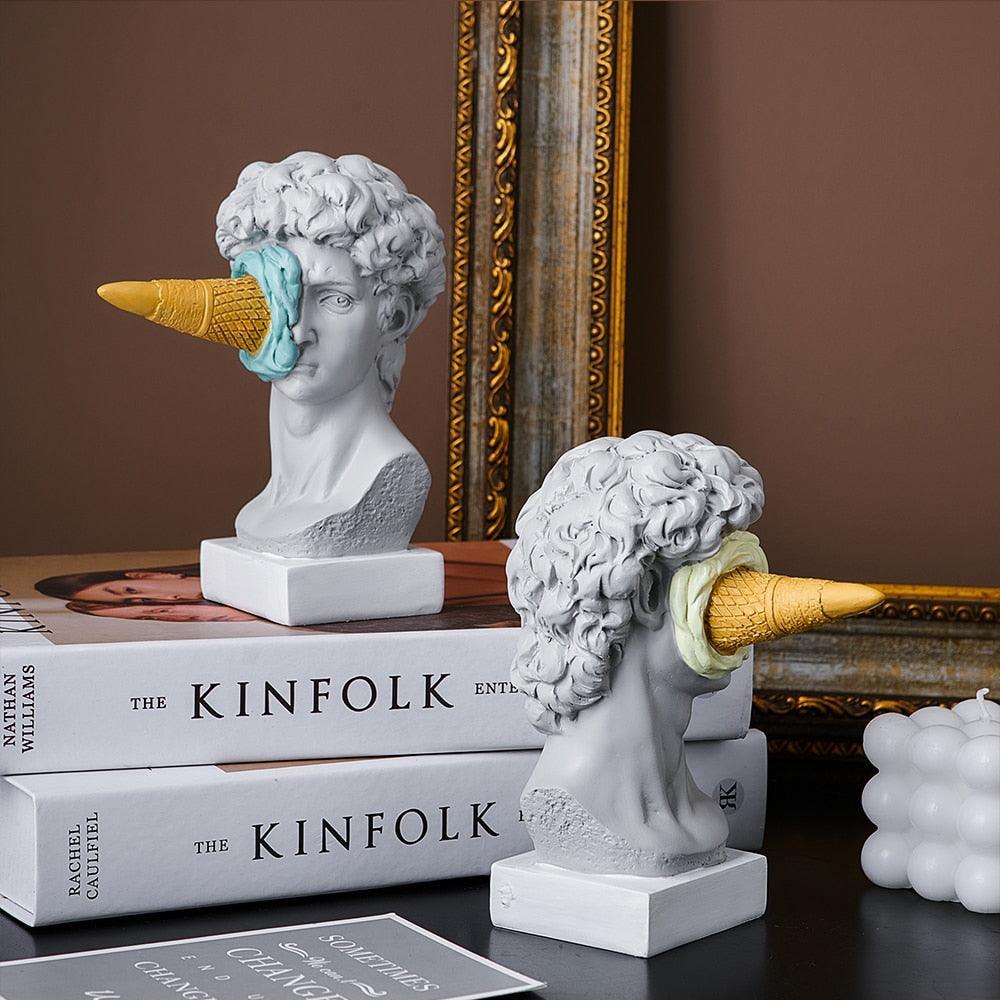 ArtWhimsy - Scultura artistica giocosa a forma di volto di gelato per decorazione domestica
