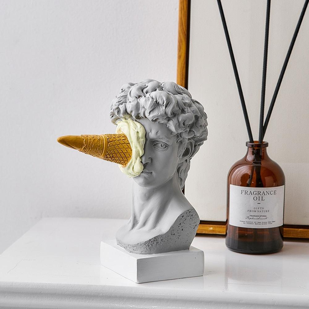 ArtWhimsy - Scultura artistica giocosa a forma di volto di gelato per decorazione domestica