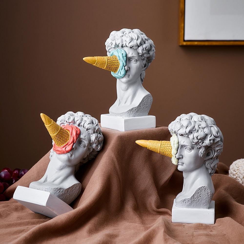 ArtWhimsy - Scultura artistica giocosa a forma di volto di gelato per decorazione domestica