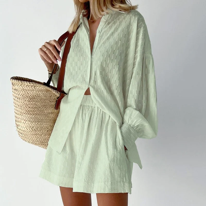 Isabella - Elegant two-piece summer set with lantern sleeves