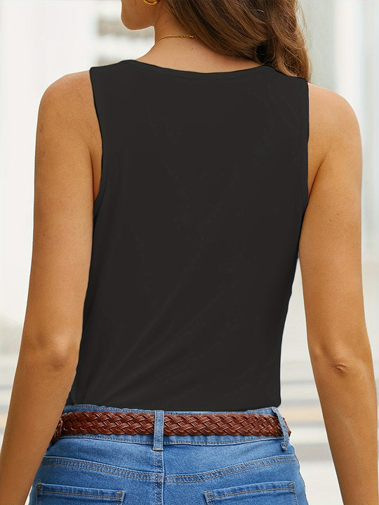 Celeste - Top tank chic cu decolteu în V ondulat și design fără mâneci