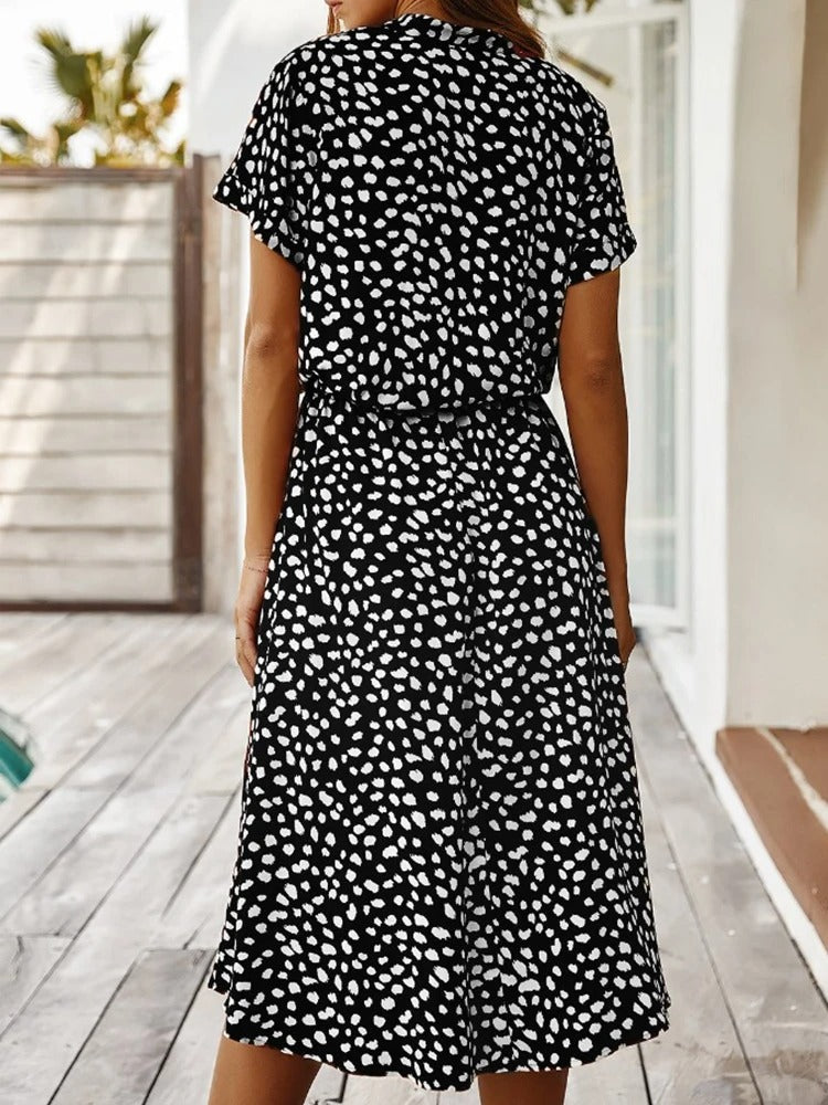 Clara - Flowing Midi Dress with Adjustable Waist