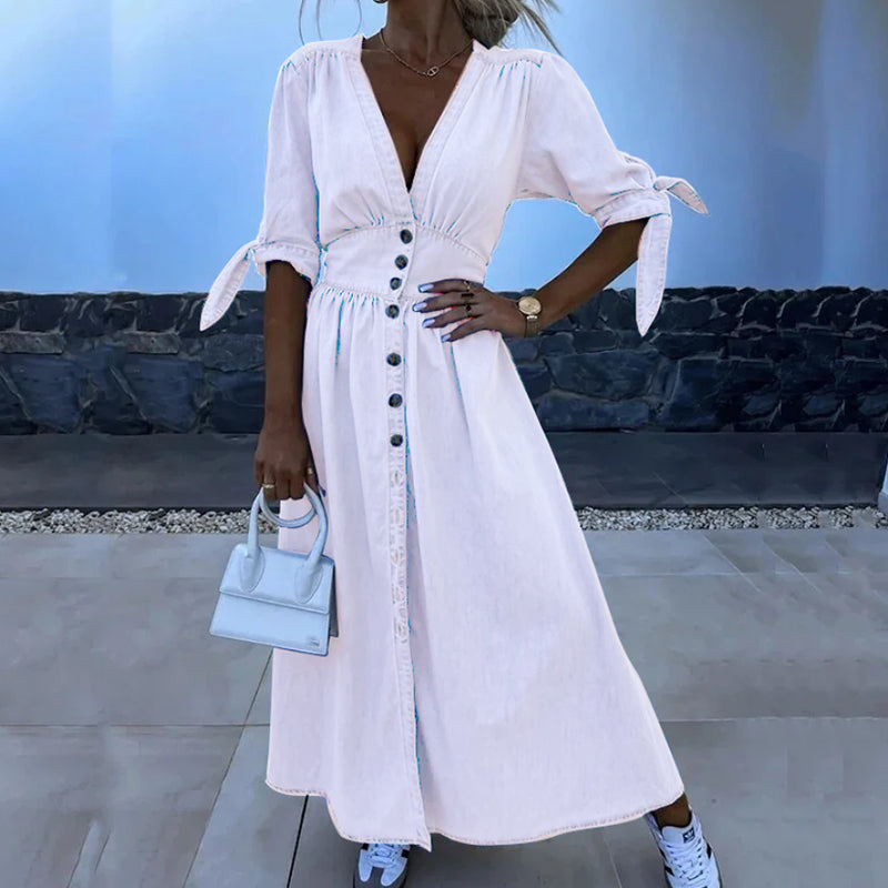 DenimGlam™ - Stijlvolle Denim Vrouwen Jurk