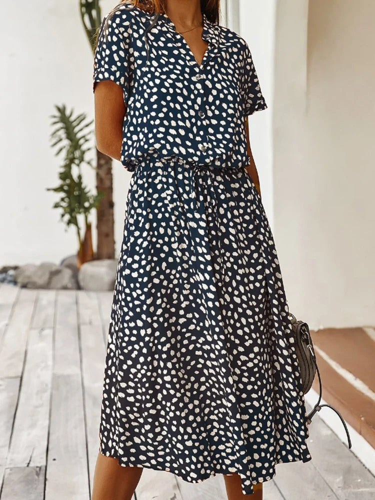 Clara - Flowing Midi Dress with Adjustable Waist