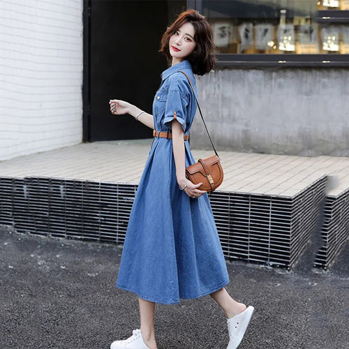 DenimGrace™ - Stijlvolle Jurk In Denim