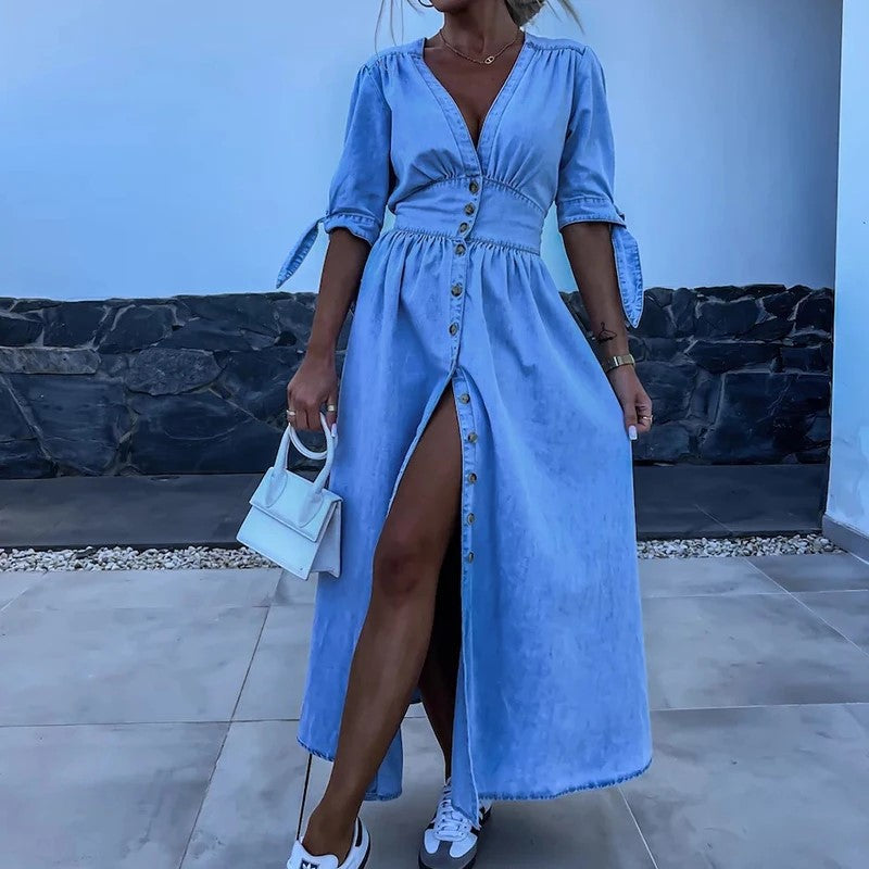DenimGlam™ - Robe en Denim Stylée pour Femmes