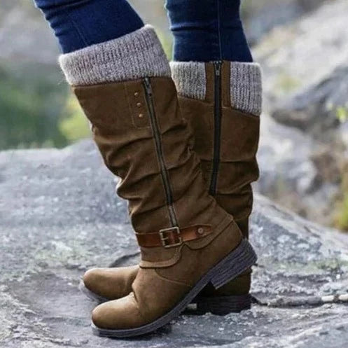 Hannah - Chic and Comfortable Mid-Calf Boots with Zipper Closure