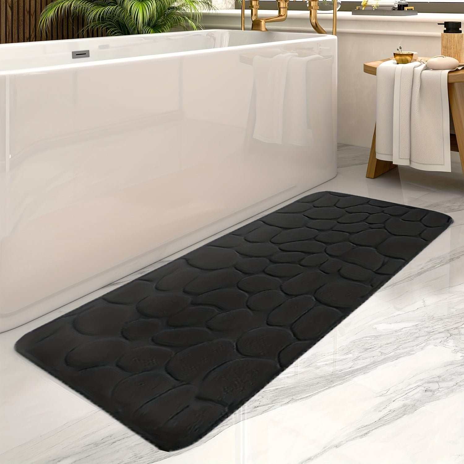 SafeStep - Stylish anti-slip rectangular bath mat with soft, absorbent texture