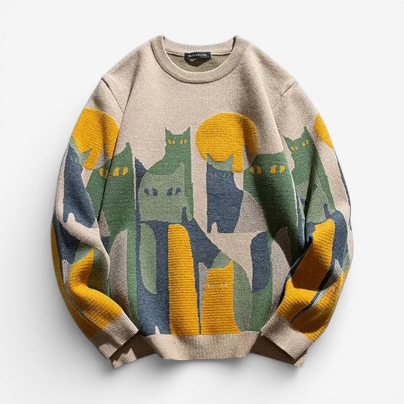 Tobias - Pulover supradimensionat cu mâneci lungi și design imprimat