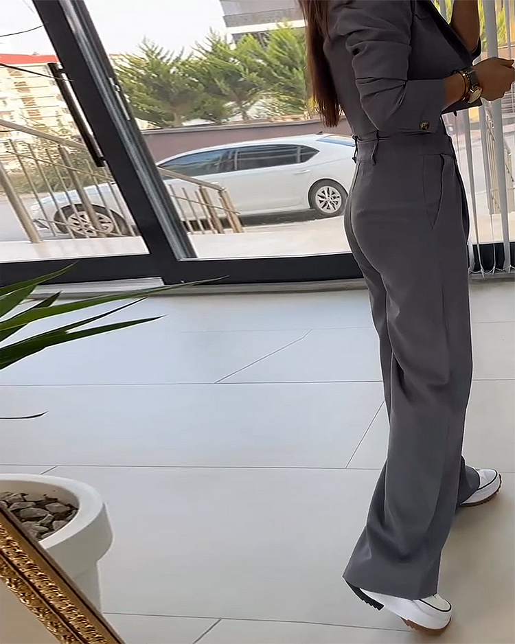 Chena - Set elegant din două piese cu sacou și pantaloni largi