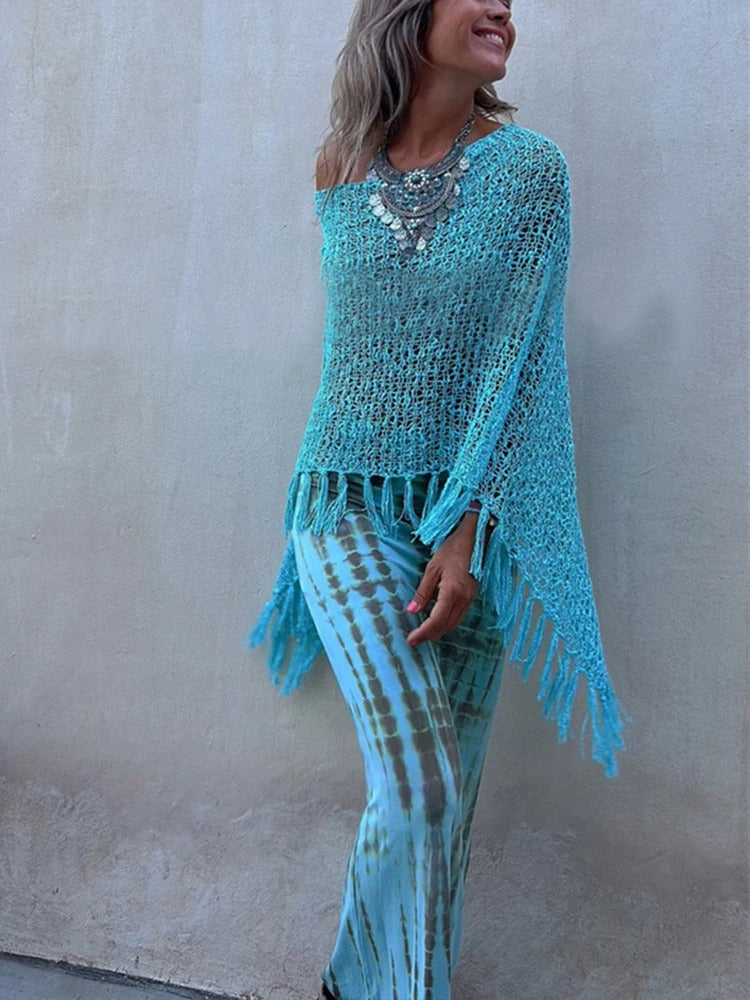 Nora – Ankle-length maxi skirt with tie-dye print and wide waistband