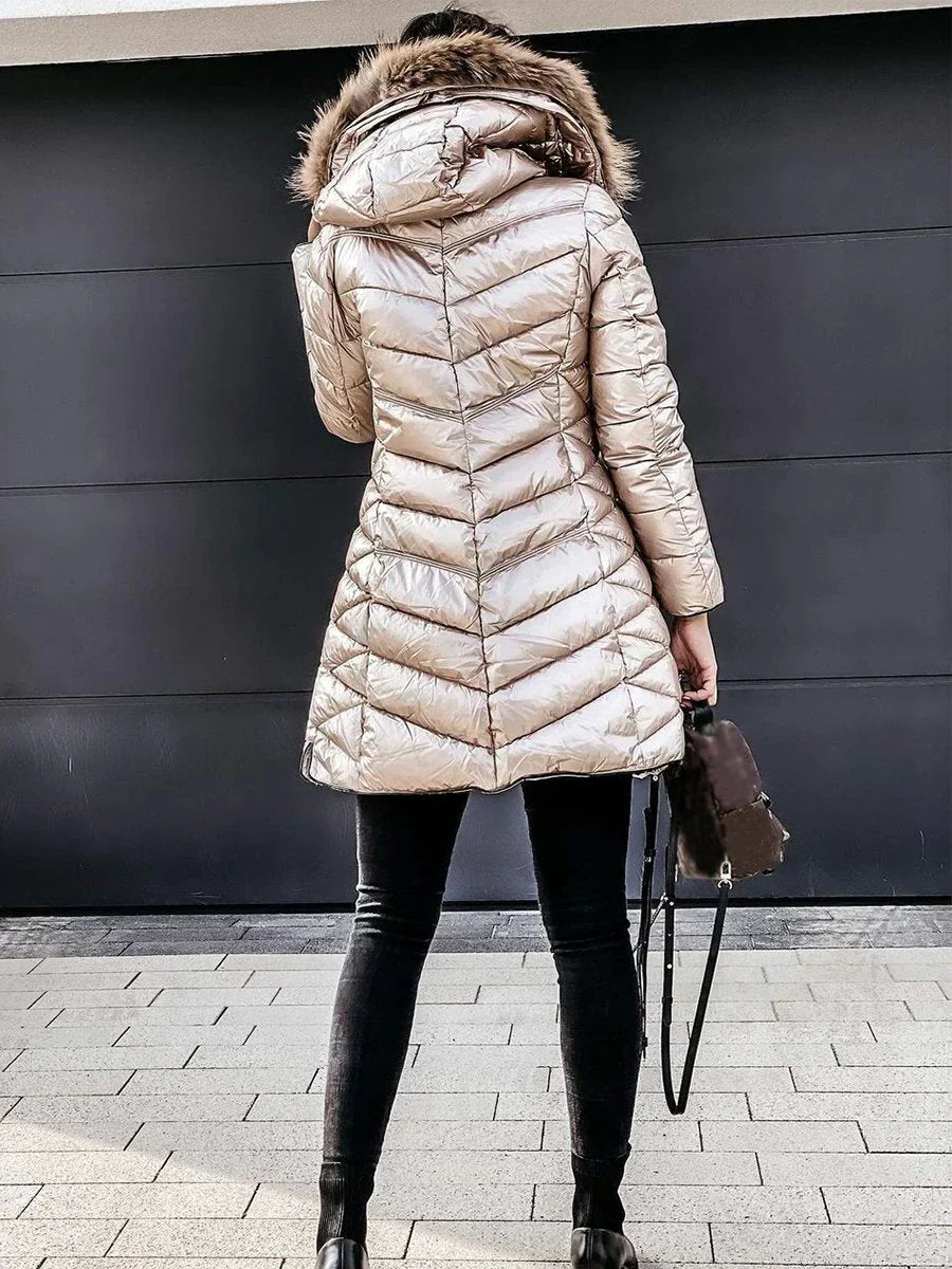 Amalia - Premium kurtka puchowa z kołnierzem z futra dla najwyższego komfortu