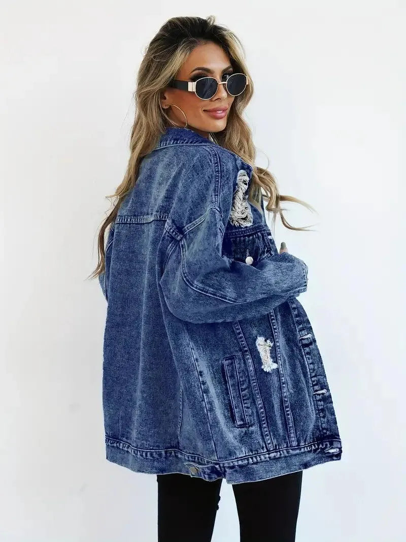 Lena - Jachetă din denim cu croială lejeră și mai multe buzunare