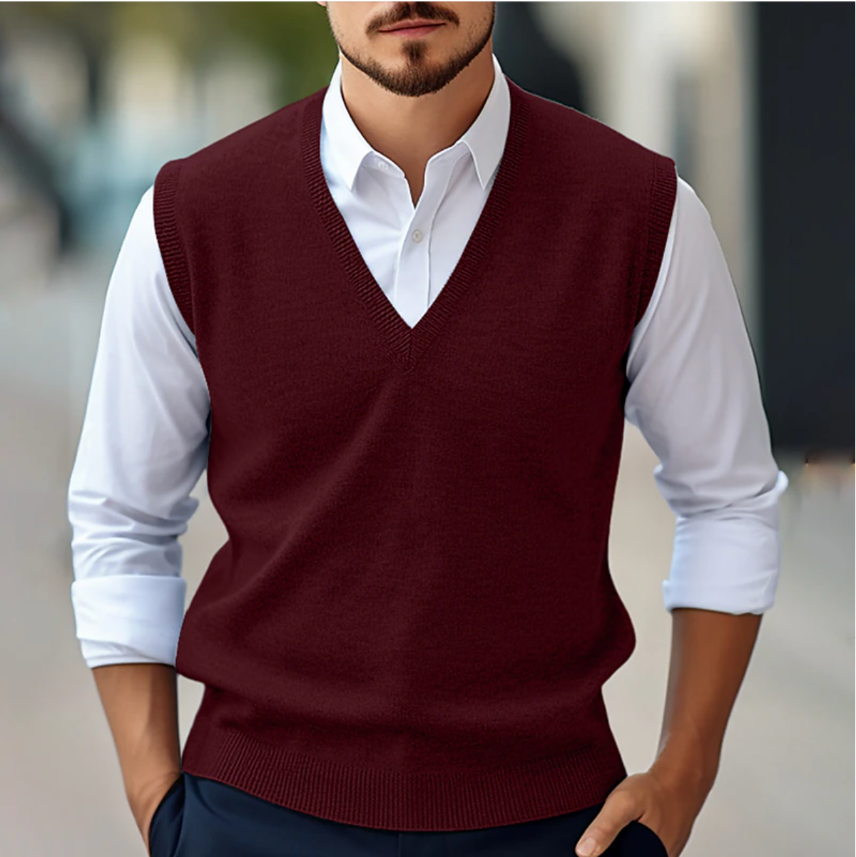 Jake - Minimalist knitted vest without sleeves