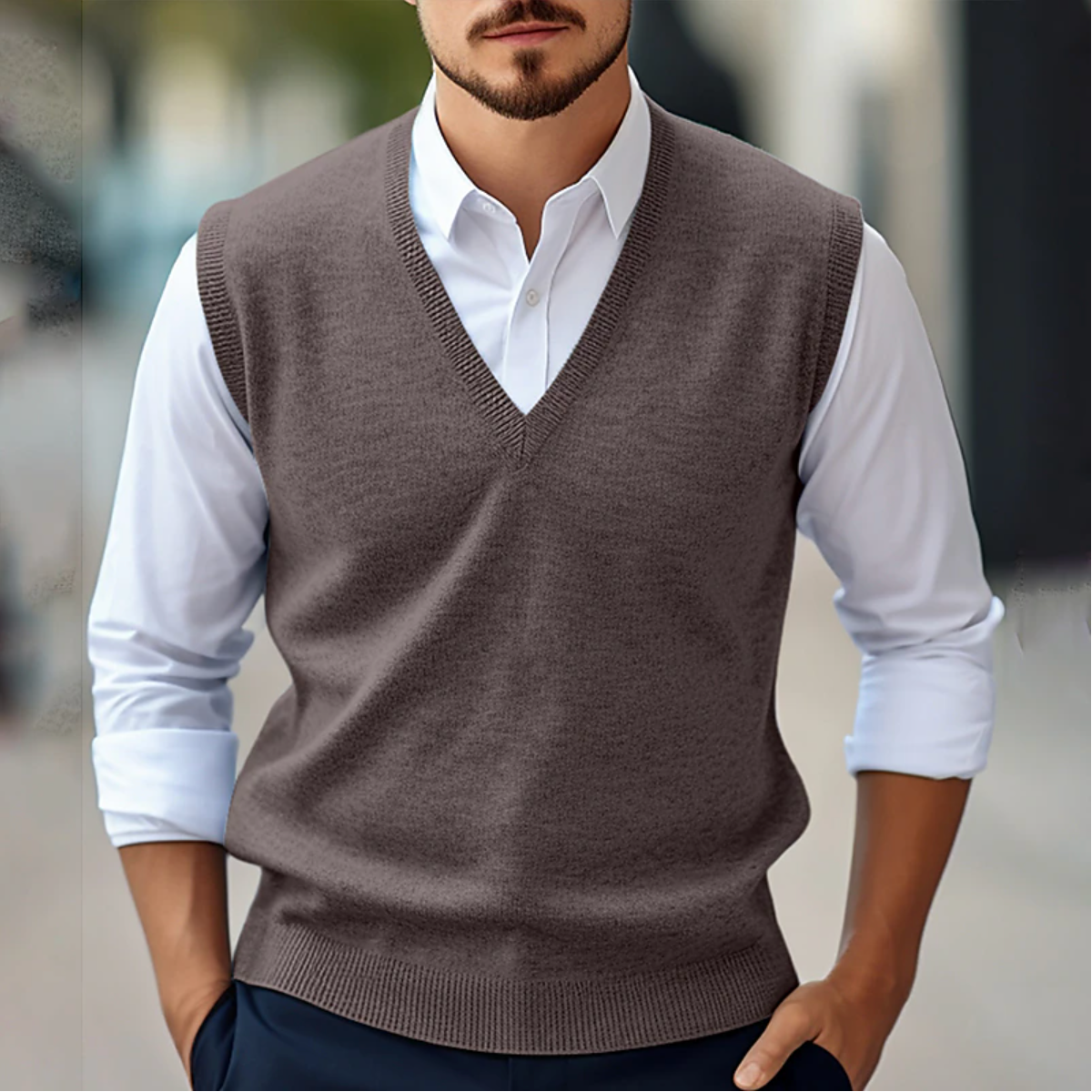 Jake - Minimalist knitted vest without sleeves