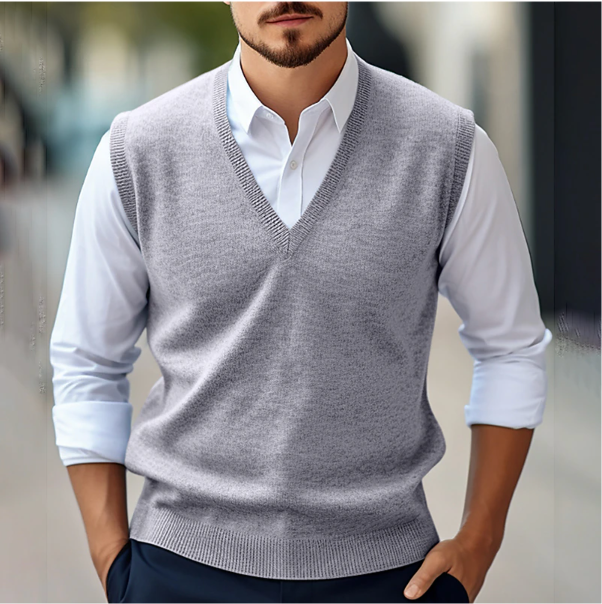 Jake - Minimalist knitted vest without sleeves
