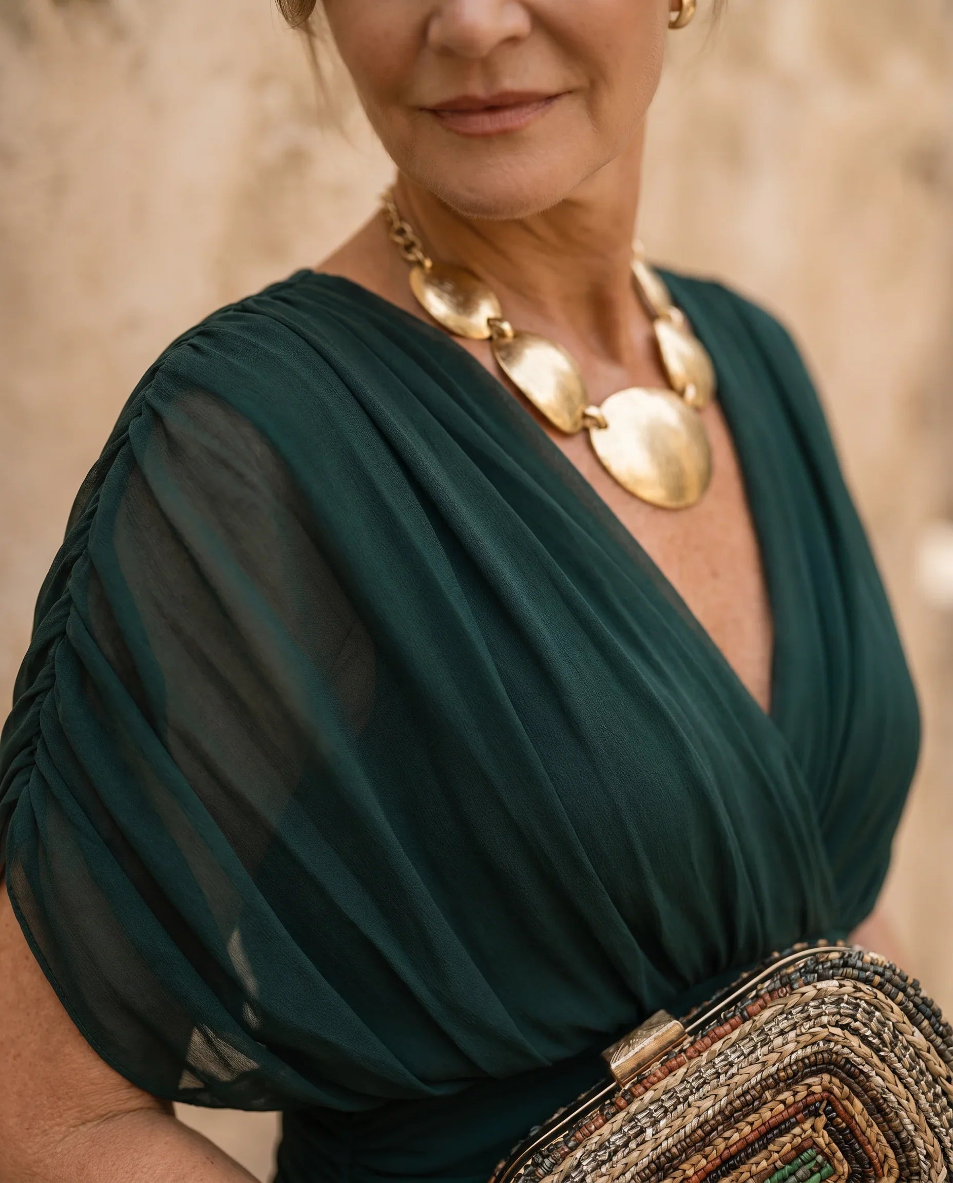 Elegant Maxi Dress with V-Neck Design