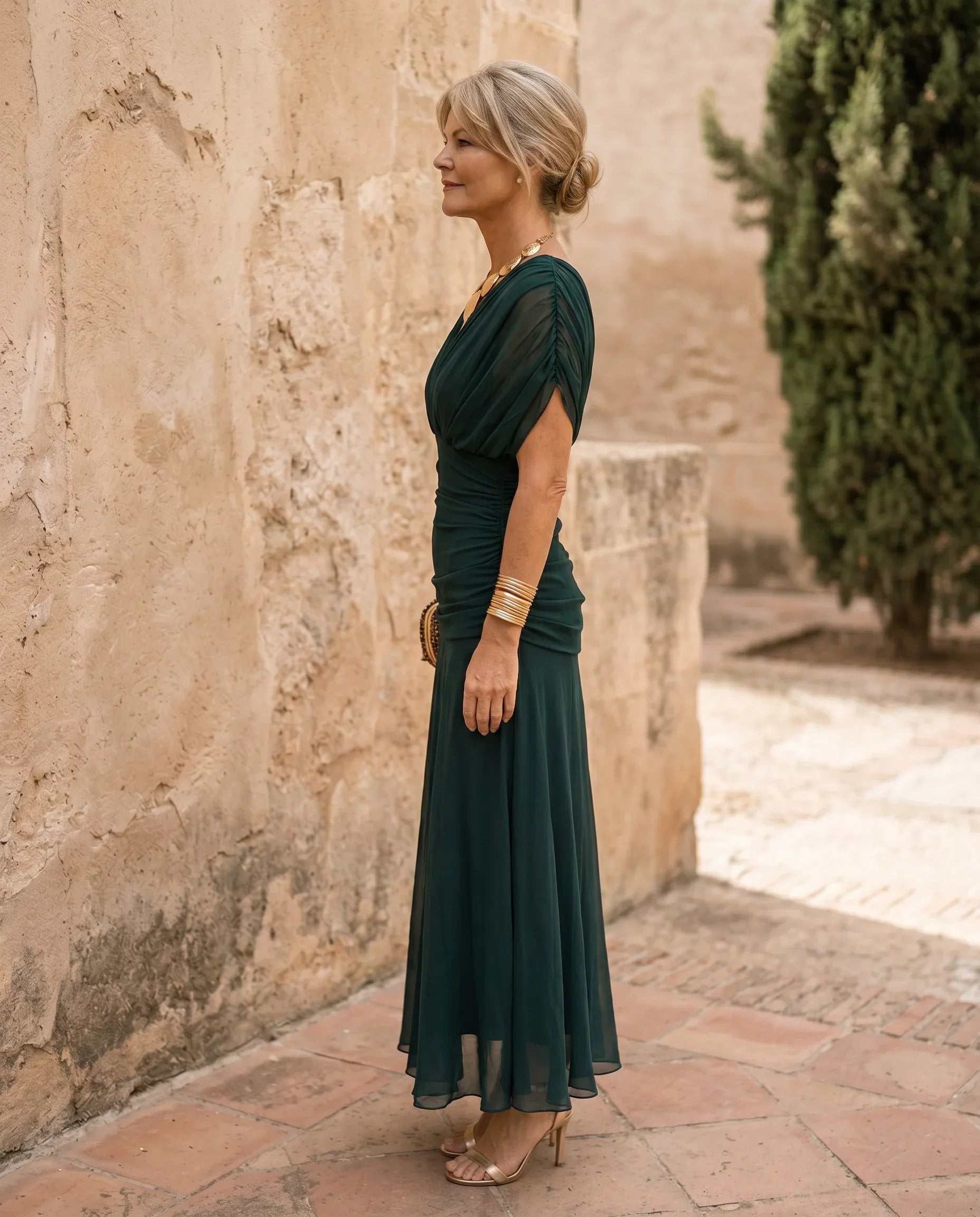 Elegant Maxi Dress with V-Neck Design