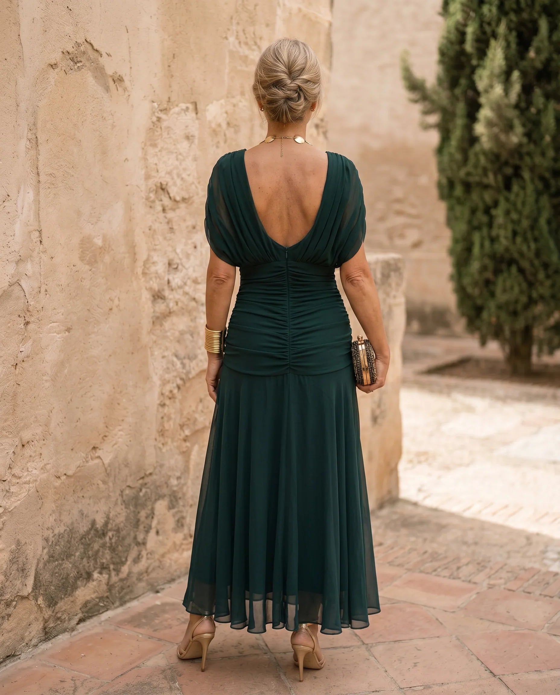 Elegant Maxi Dress with V-Neck Design