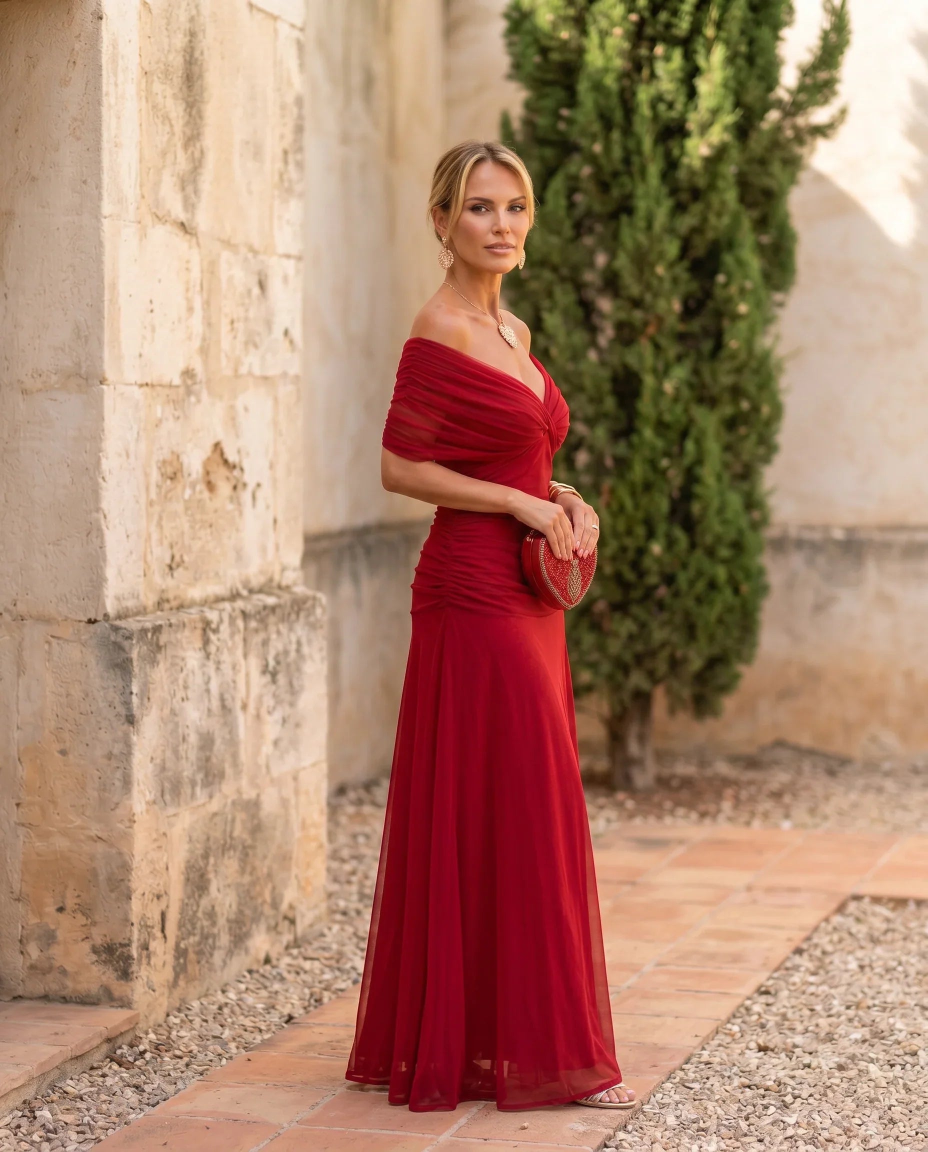 Elegant Maxi Dress with V-Neck Design