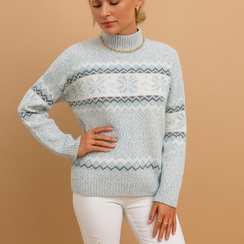 Femke – Maglione a Collo Alto con Motivo Fiocco di Neve