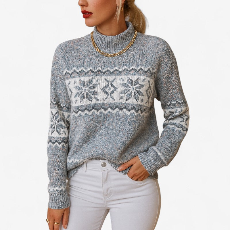 Femke – Maglione a Collo Alto con Motivo Fiocco di Neve