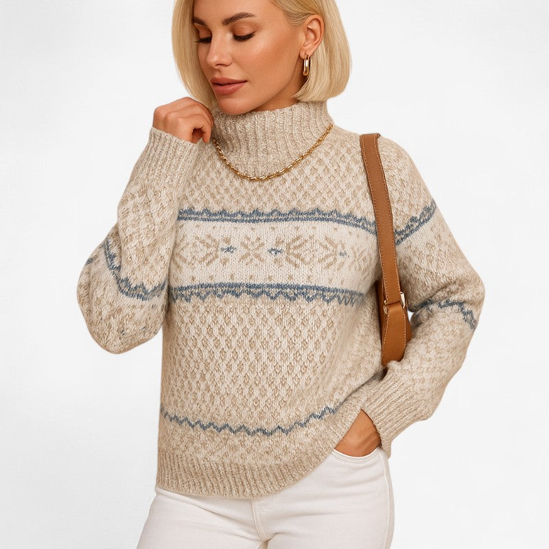 Femke – Maglione a Collo Alto con Motivo Fiocco di Neve