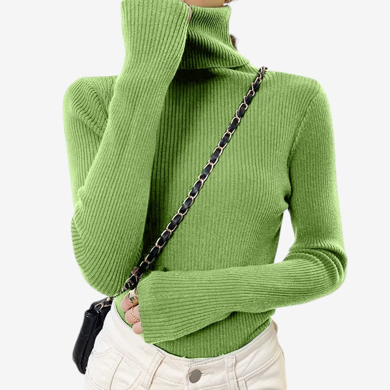 Bella – Pull à manches longues avec col roulé et coupe ajustée