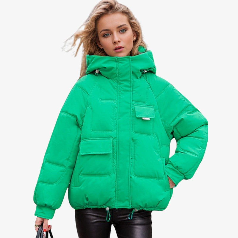 Hoodpuff - Piumino da donna con cappuccio e fondo regolabile