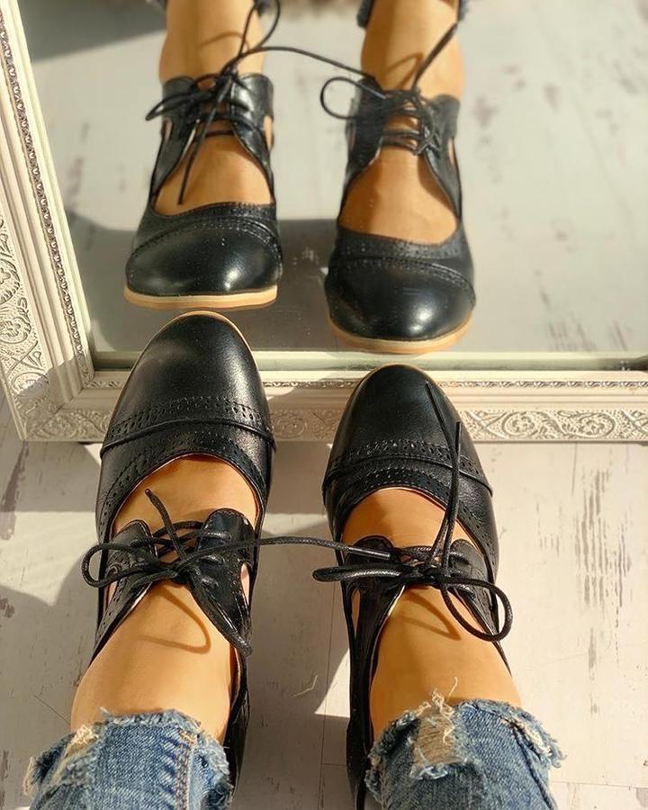 Isabella - Pantofi Oxford eleganți cu toc înalt și design cu șireturi