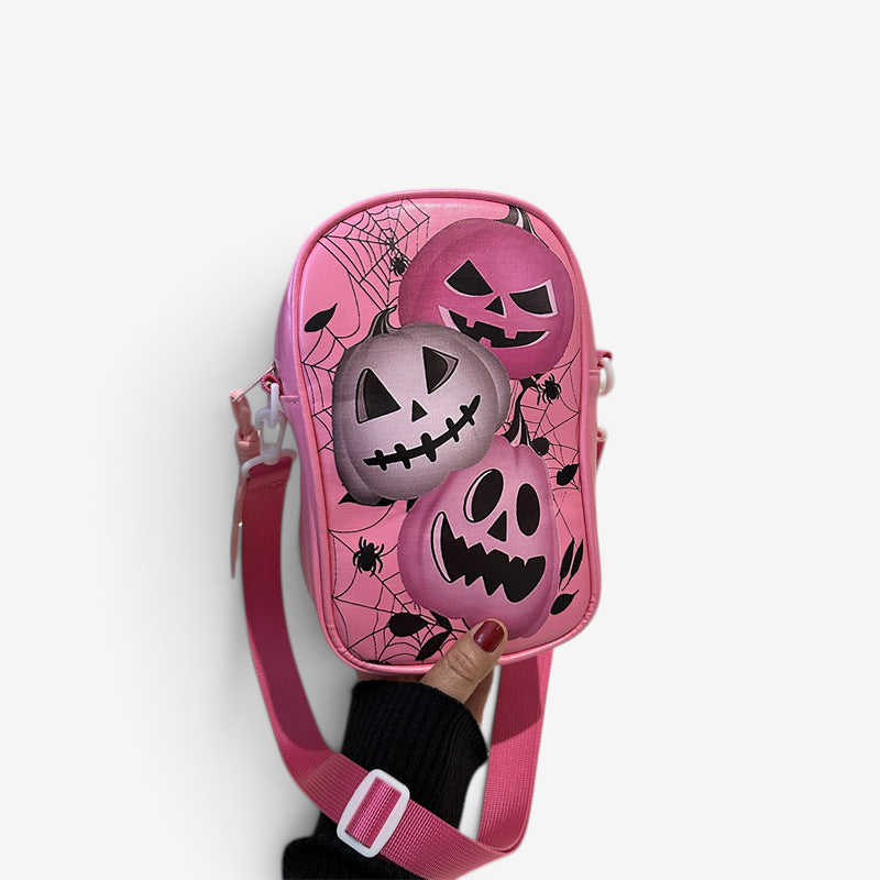 Halloweenská kabelka přes rameno ve tvaru dýně s kompaktním designem
