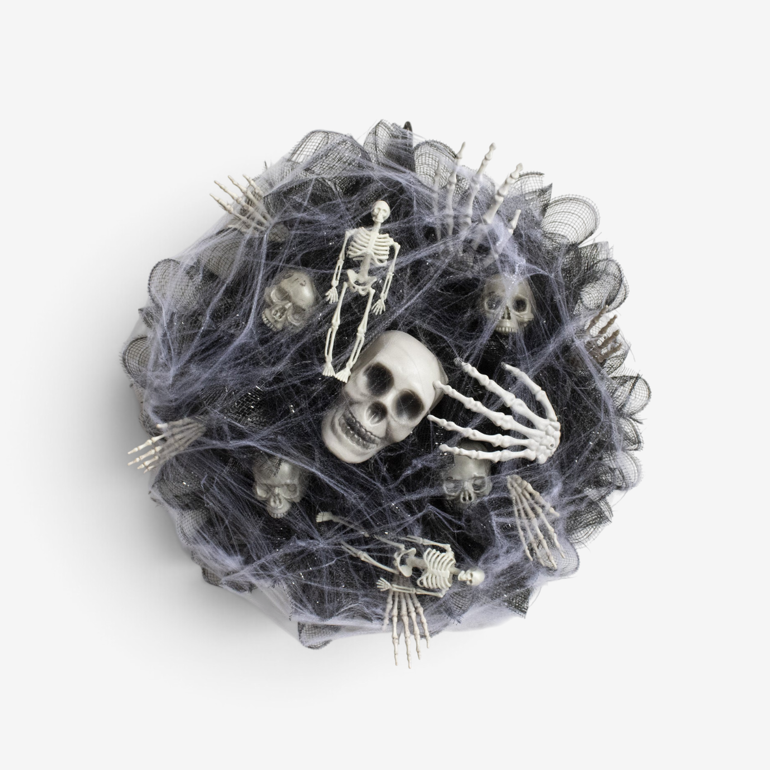 Ghirlanda a rete con teschi di Halloween per decorare porte e pareti