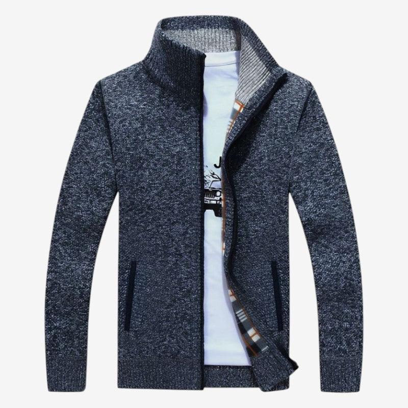 KnitMand - Pánsky kardigán so zapínaním na zips a mandarínskym golierom