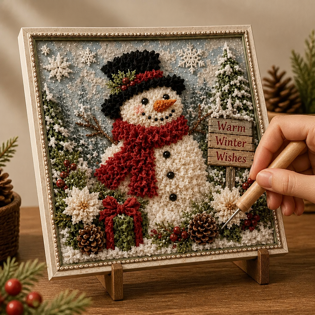 Stitchmas - Kit de manualidades con tela 3D y plantilla precortada